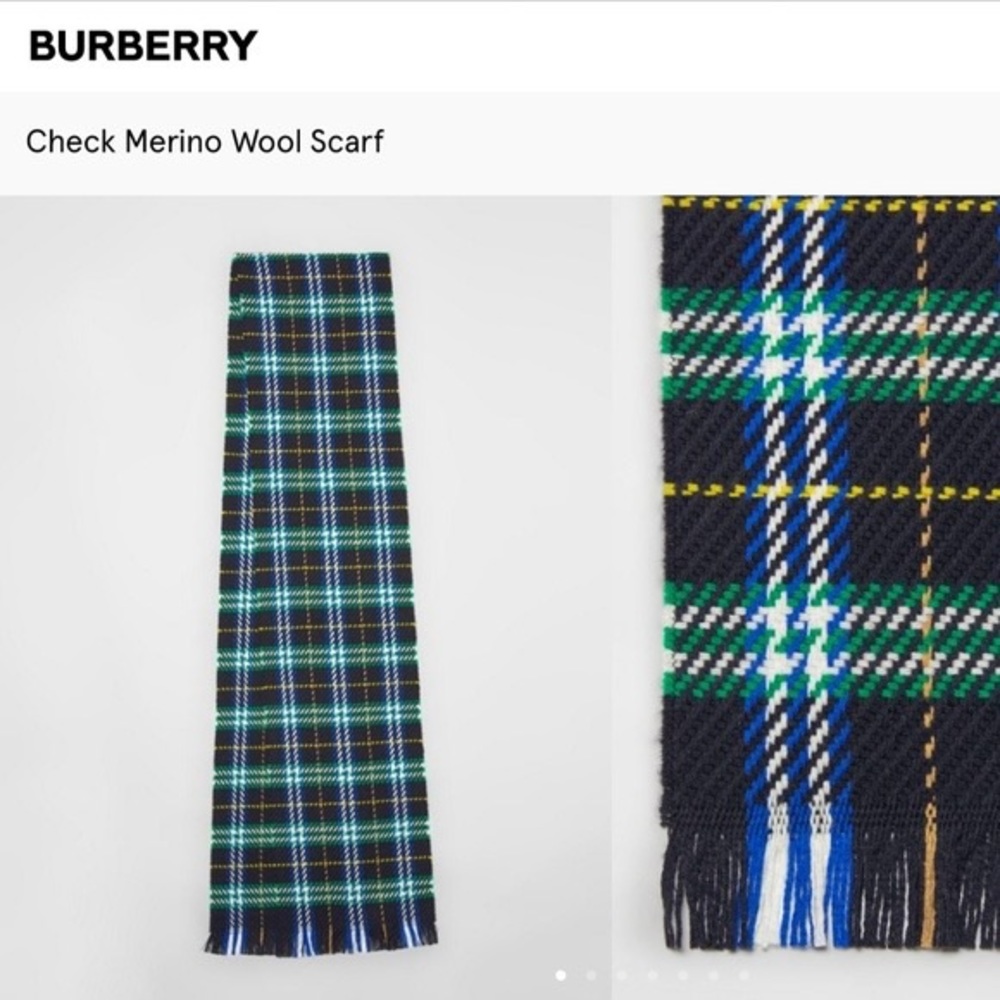 NWT Burberry Merino Wool Check Scarf
